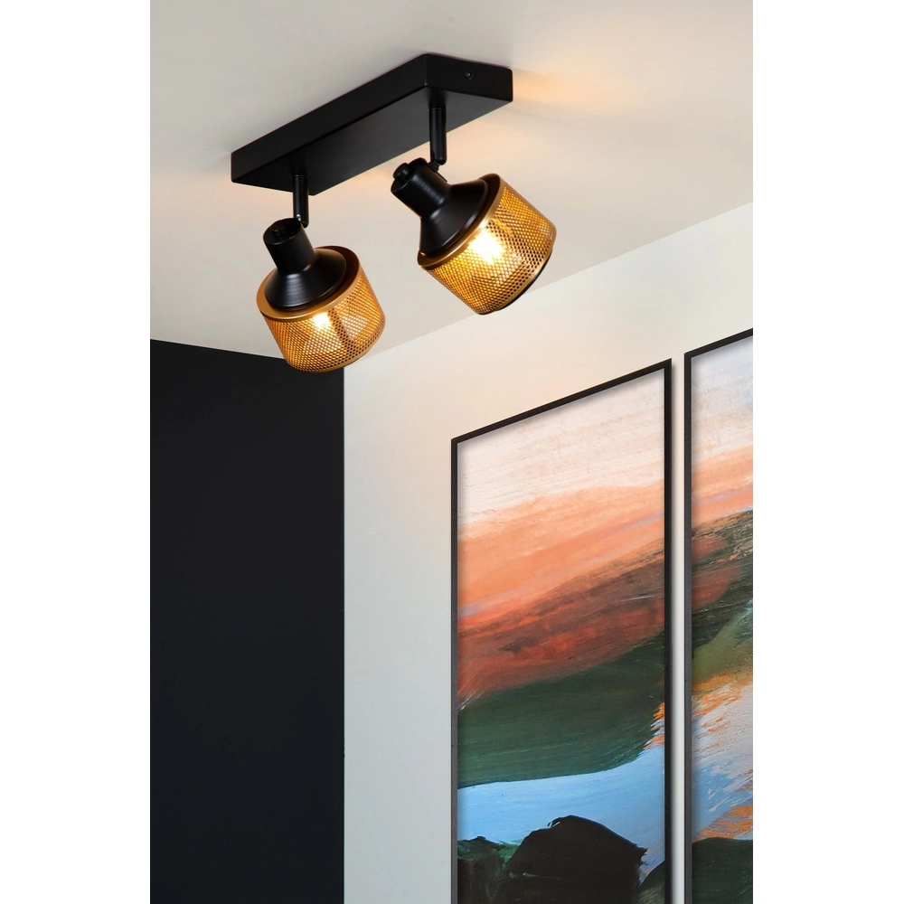 Deckenlampe Rafa 2-hell schwarz mit Kupfer Lucide 5411212771292