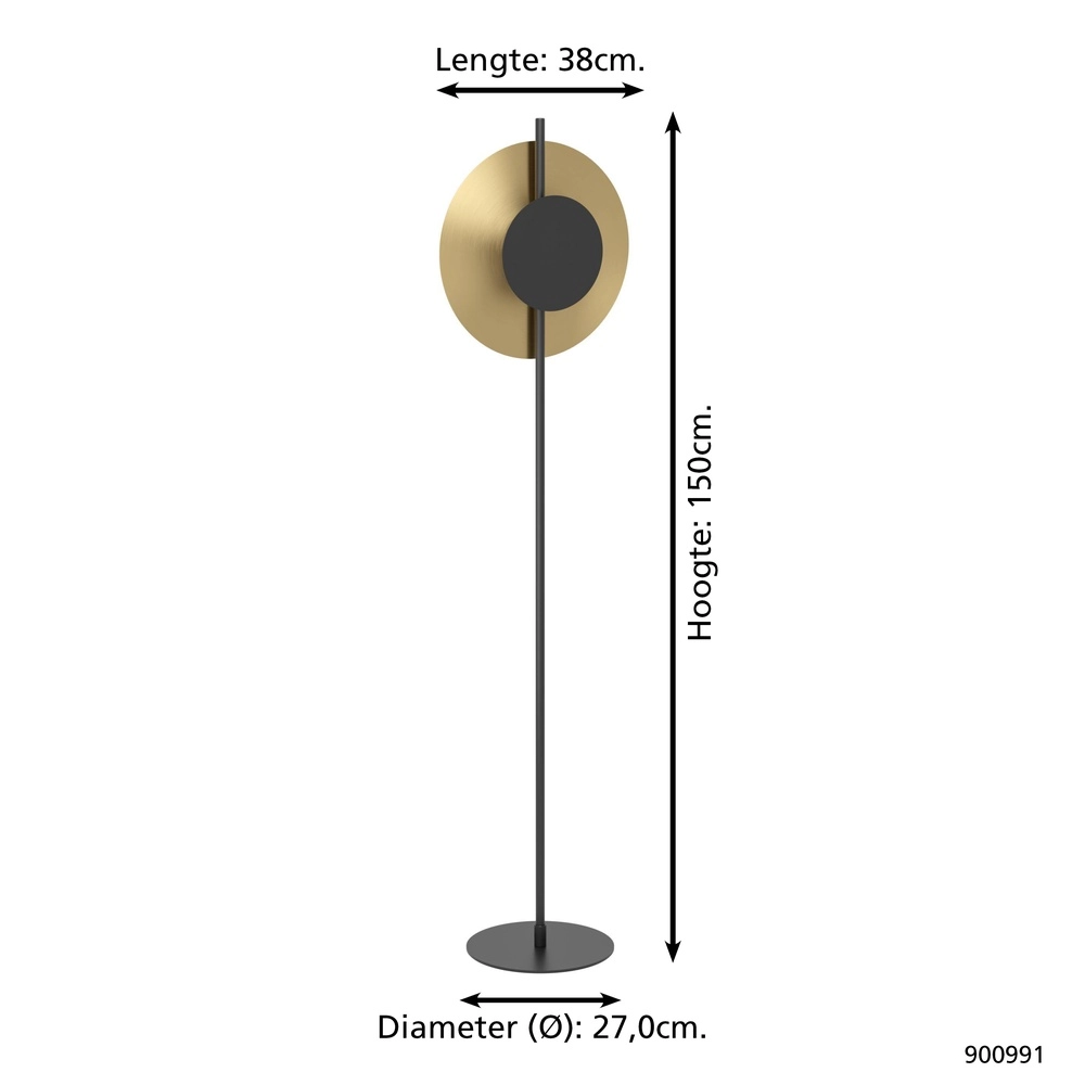 LED-Stehlampe Tocina Schwarz mit Gold Eglo 9008606292660