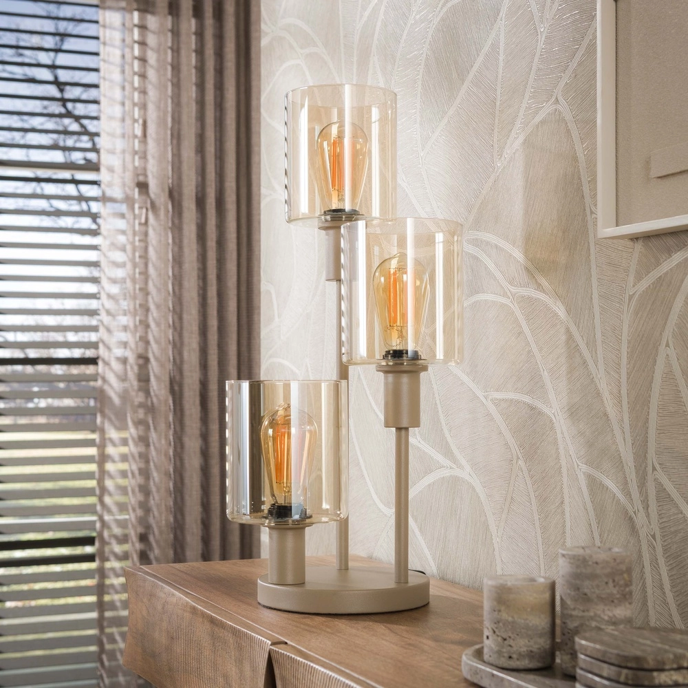 Design-Tischlampe Sepiora 3-hell sandbraun Lyora 8716803515314