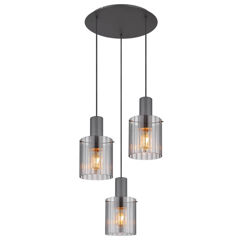 Pendelleuchte Tulivar Design Rauchglas 3-flammig