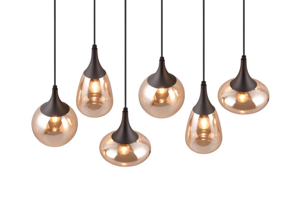 Hängelampe mit 6 Leuchten Lumina mit Braunglas Trio 4017807577730