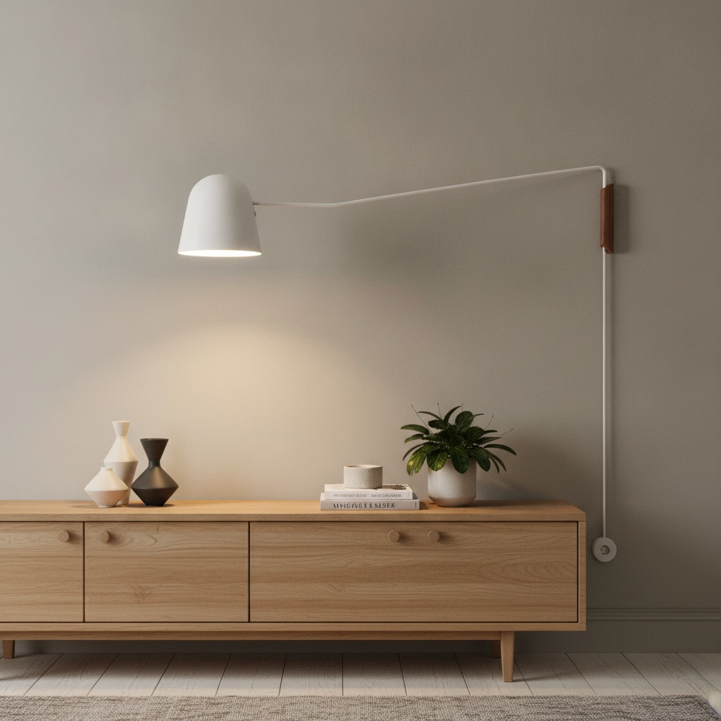Leselampe Sensa weiß mit Holz
