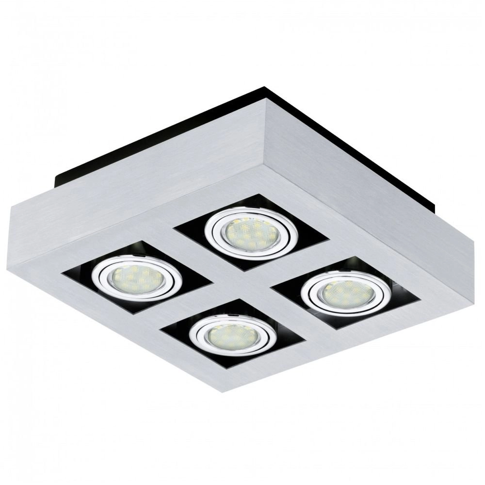LED-Deckenspot Loke 1 4-Licht-LED-Metallgrau