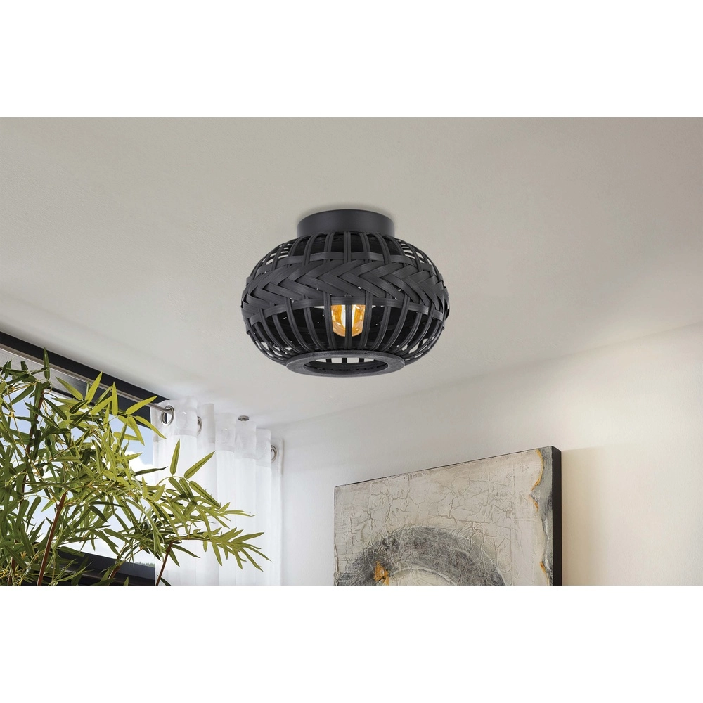 Schwarze Deckenlampe Towcester Ø 26cm – Holz Eglo 9002759439118
