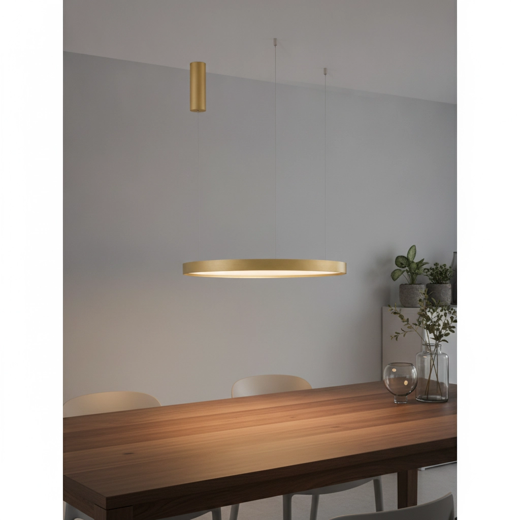 Runde Pendelleuchte Perrine gold Ø 60cm