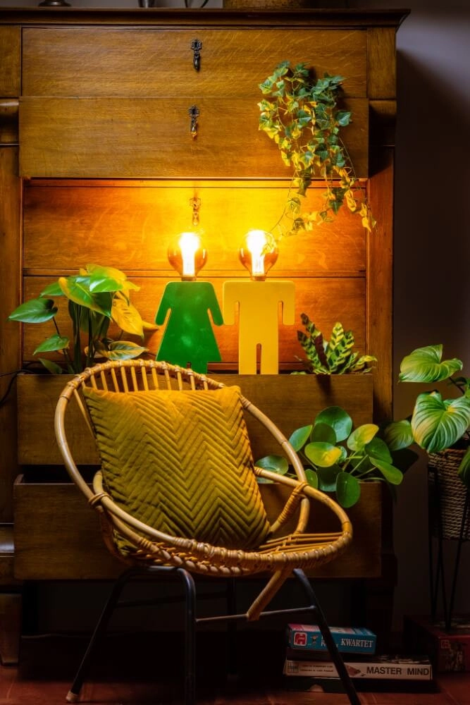Tischlampe aus Holz Eve Velvet Grün ETH 8720195301530