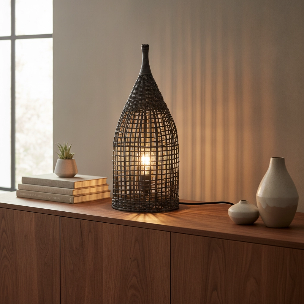 Böhmische Stehleuchte Naos Rattan 54,5H schwarz