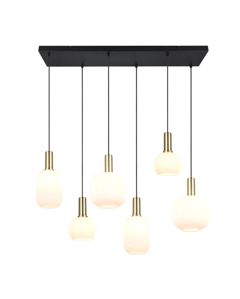 Hängelampe für das Esszimmer Diva 6-flammig – weißes Glas Trio 4017807614510