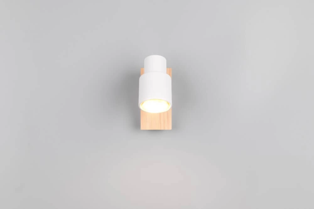 Design-Wandleuchte Pierre weiß mit Holz Trio 4017807638141