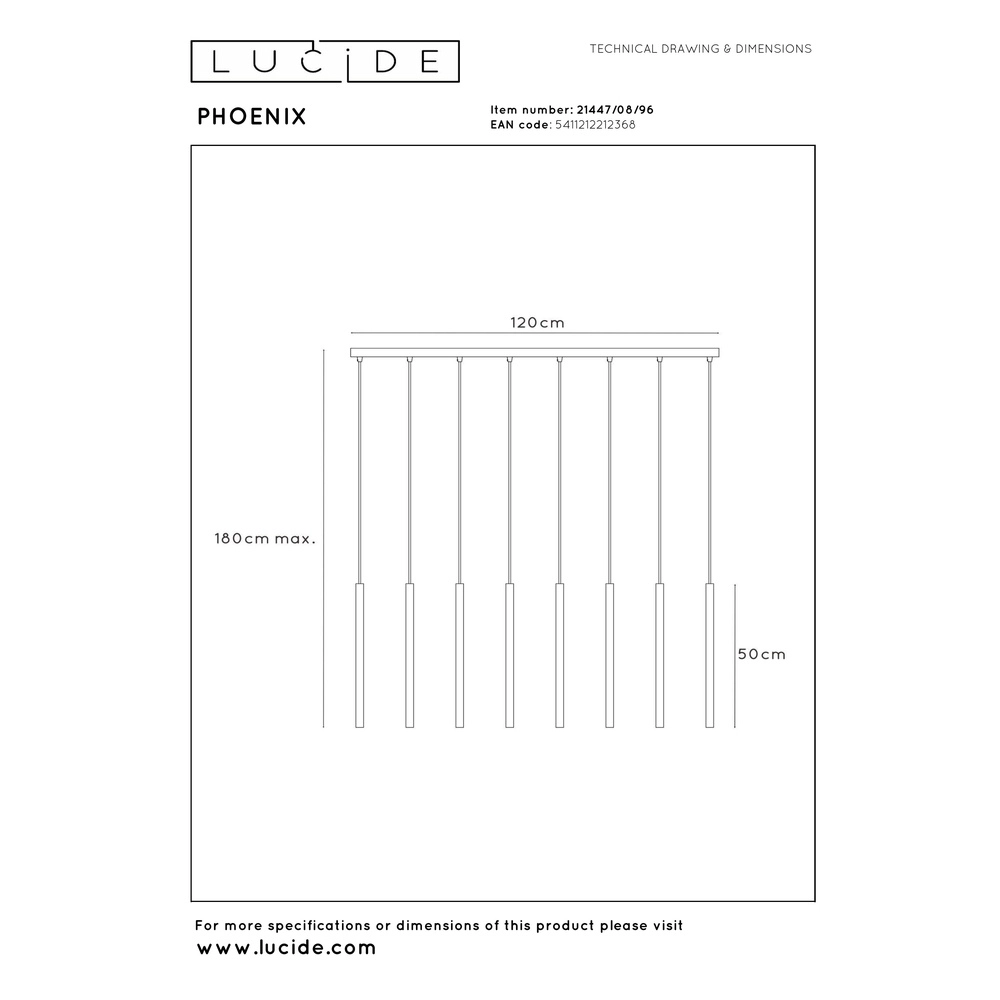 Design-Pendellampe Phoenix 8-Licht Lucide Vibes 5411212212368