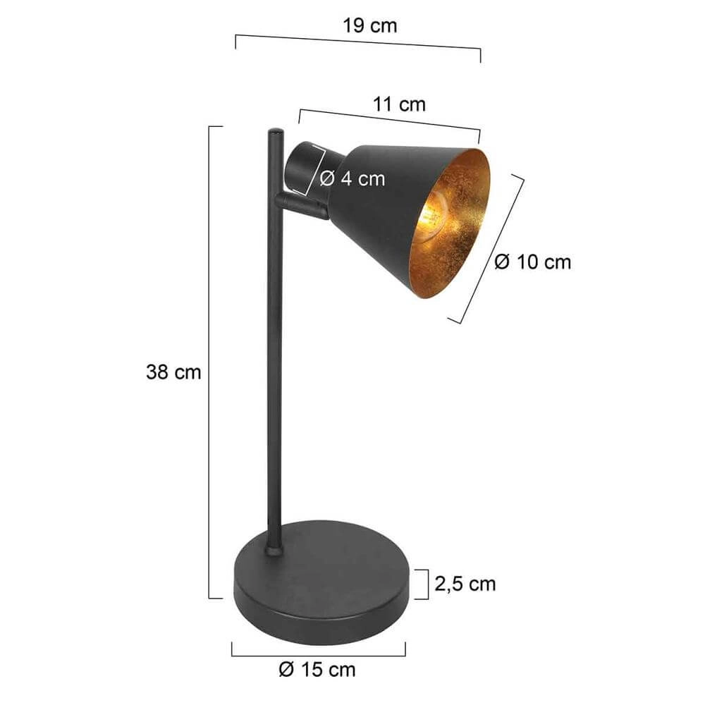Tischlampe Oeroe schwarz mit gold Steinhauer 8712746176353