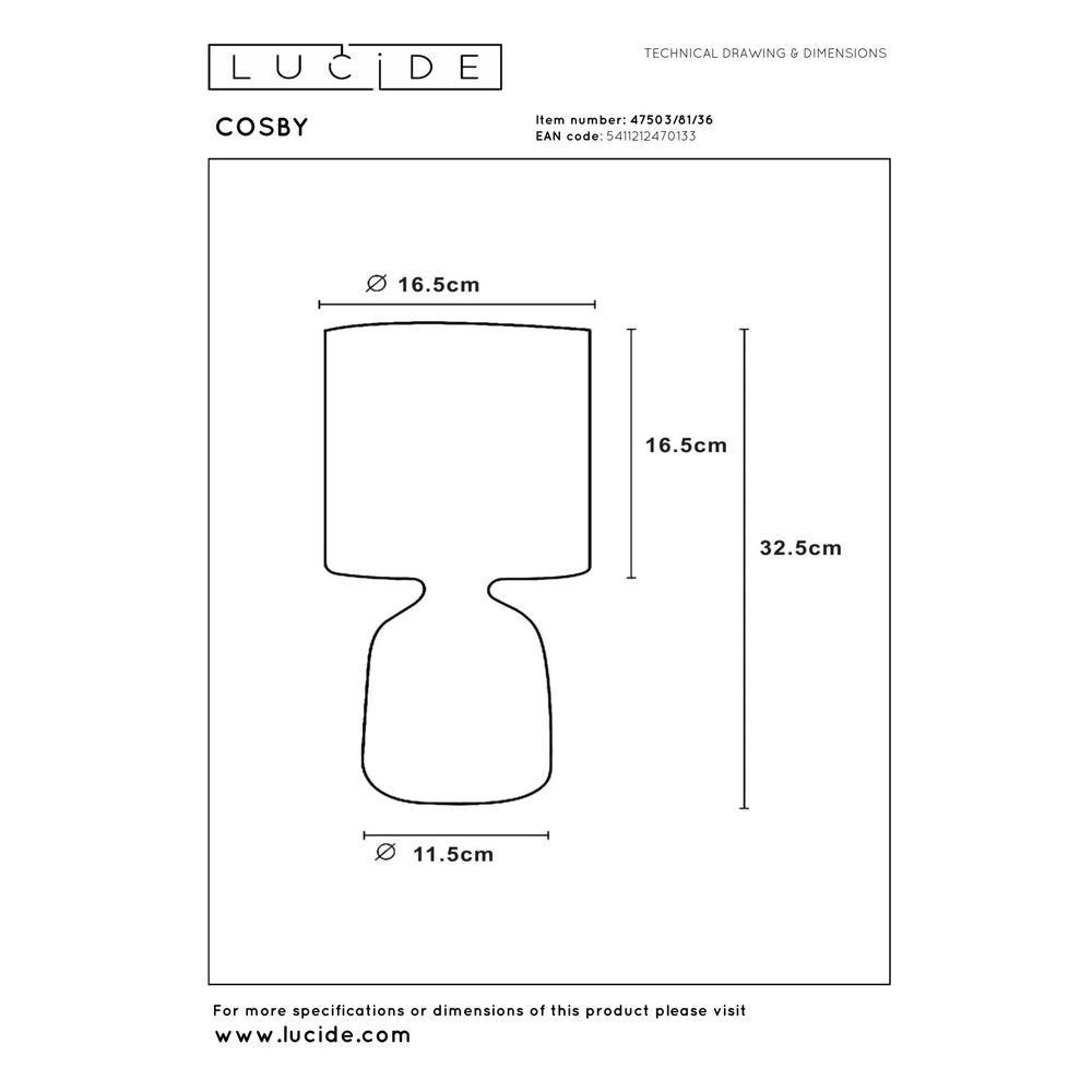 Tischlampe Cosby Grau Lucide 5411212470133