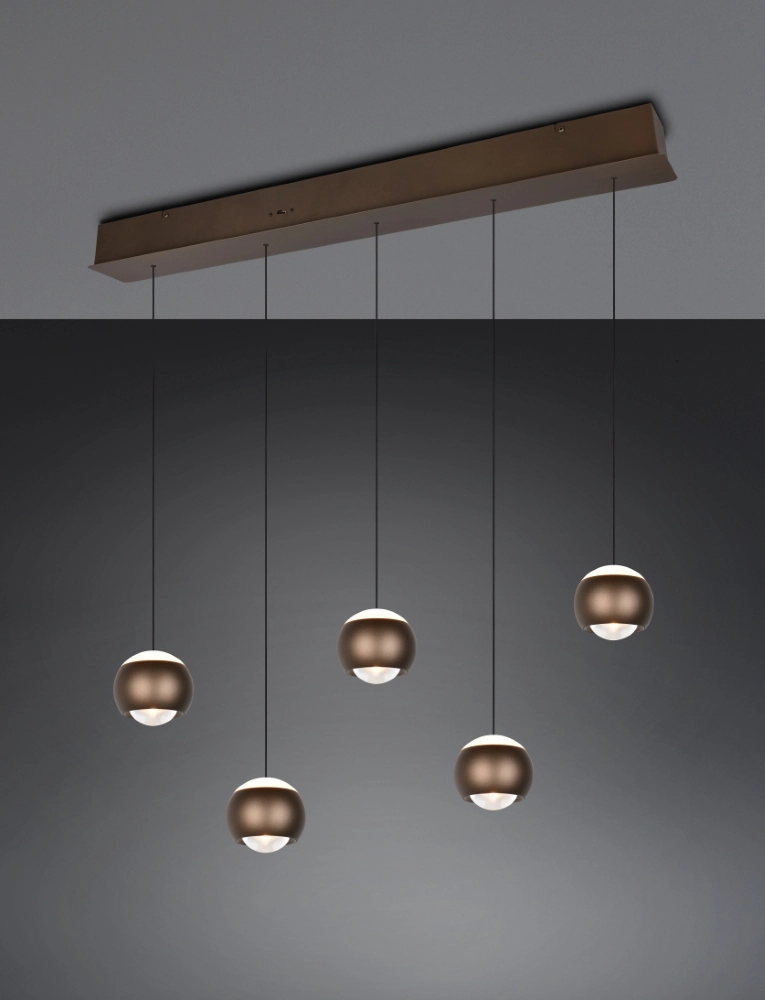 5-Licht LED-Pendelleuchten Orbit Esstisch – Platinbraun