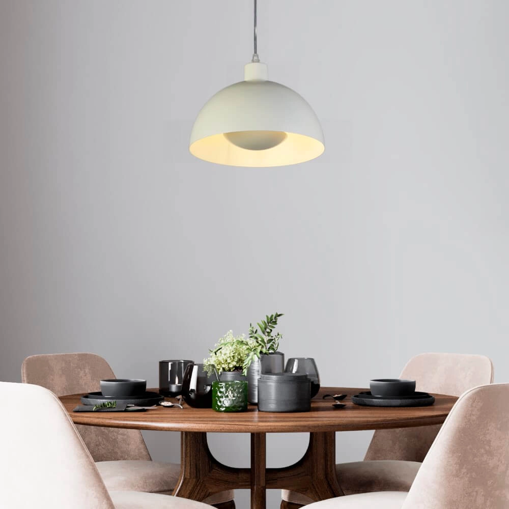 Cremefarbene Pendelleuchte Mars Schirm 20cm hoch Searchlight 5053423274294