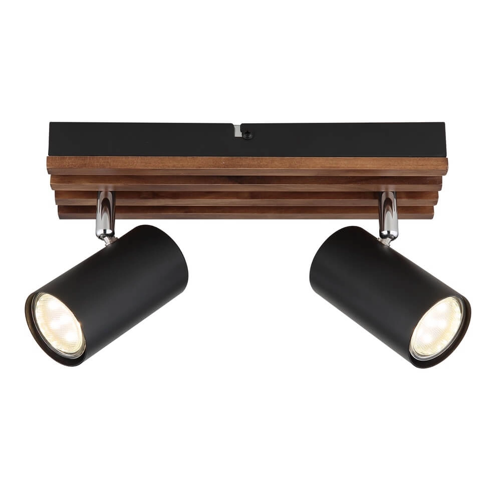 Deckenlampe Kayden Doppelzimmer schwarz mit Holz Globo 9007371528448