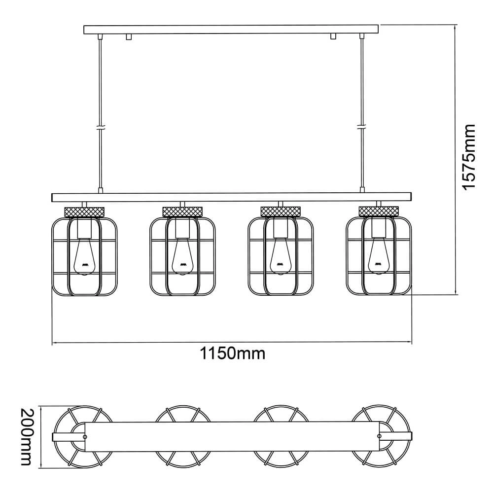Hängelampe für das Esszimmer Gwen 4-Licht Brilliant 4004353411687