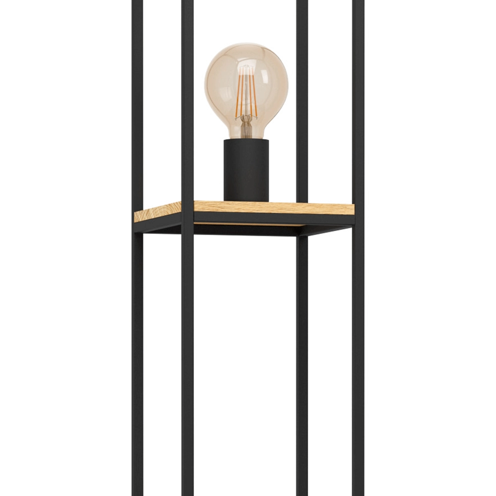 Stehlampe Libertad schwarz mit Holz Eglo 9002759997984