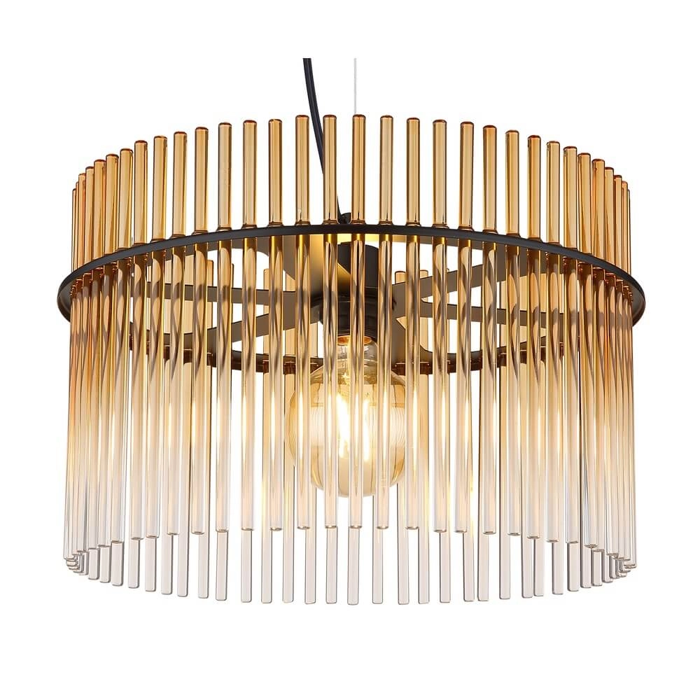 Schwarze Pendelleuchte Gorley mit Braunglas Ø 40cm Globo 9007371465996