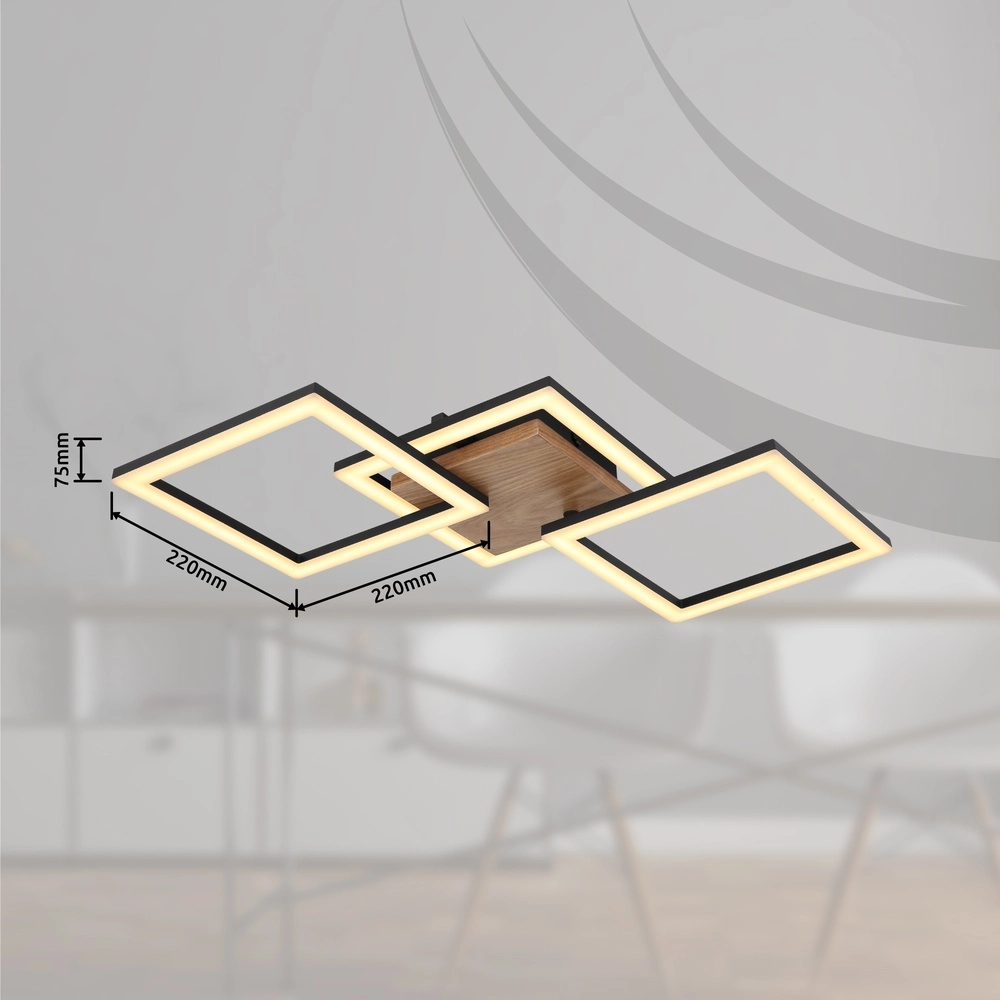 Deckenlampe Kerry Schwarz mit Holzoptik Globo 9007371443222
