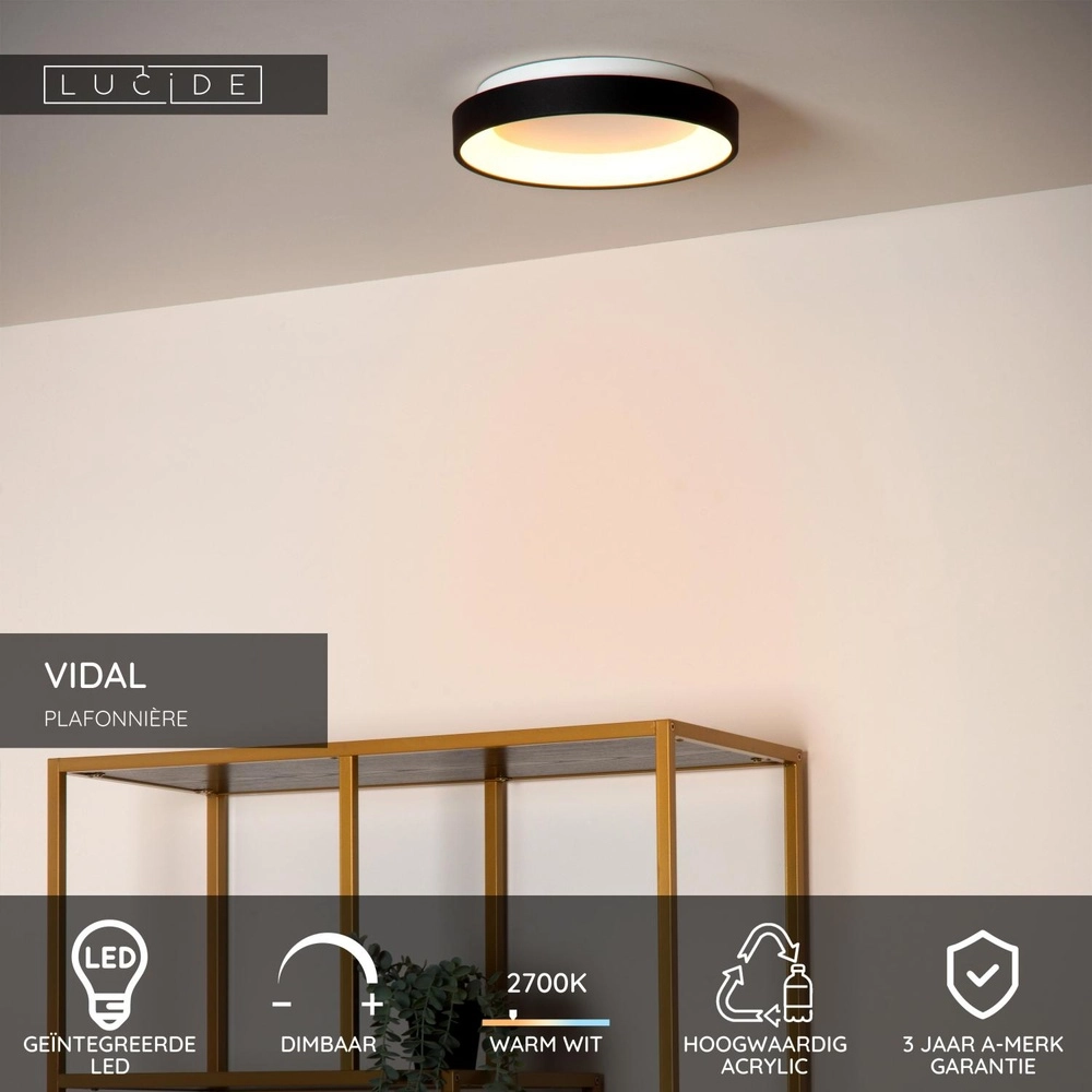 Deckenlicht Vidal Ø 28 cm schwarz Lucide 5411212460899