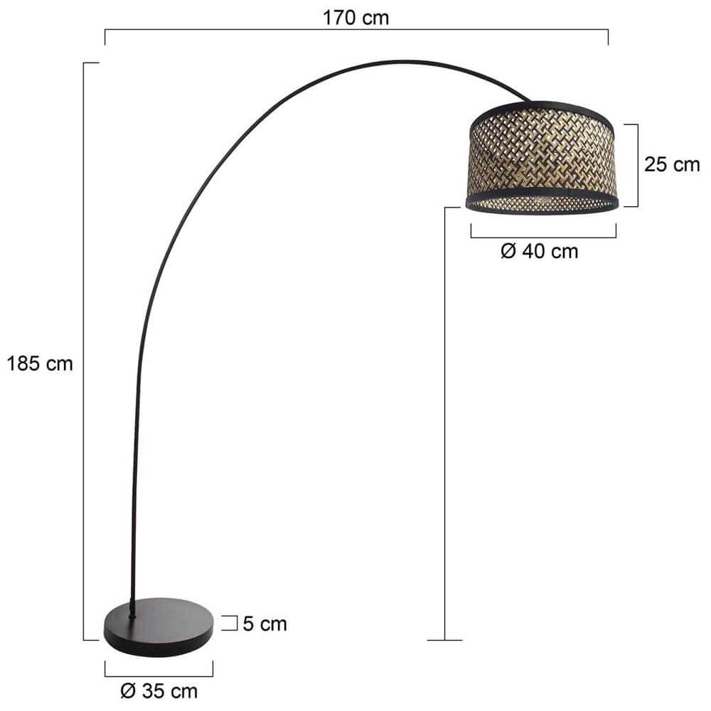 Bogenlampe Solva schwarz mit Bambusschirm Steinhauer 8712746172386