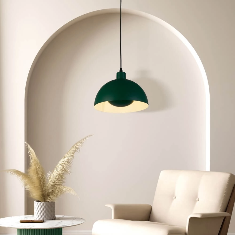 Grüne Pendelleuchte Mars Schirm 31cm hoch Searchlight 5053423274300