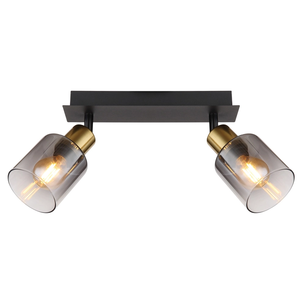 2-Licht Deckenlampe Hollsy Schwarz mit Rauchglas Globo 9007371445851