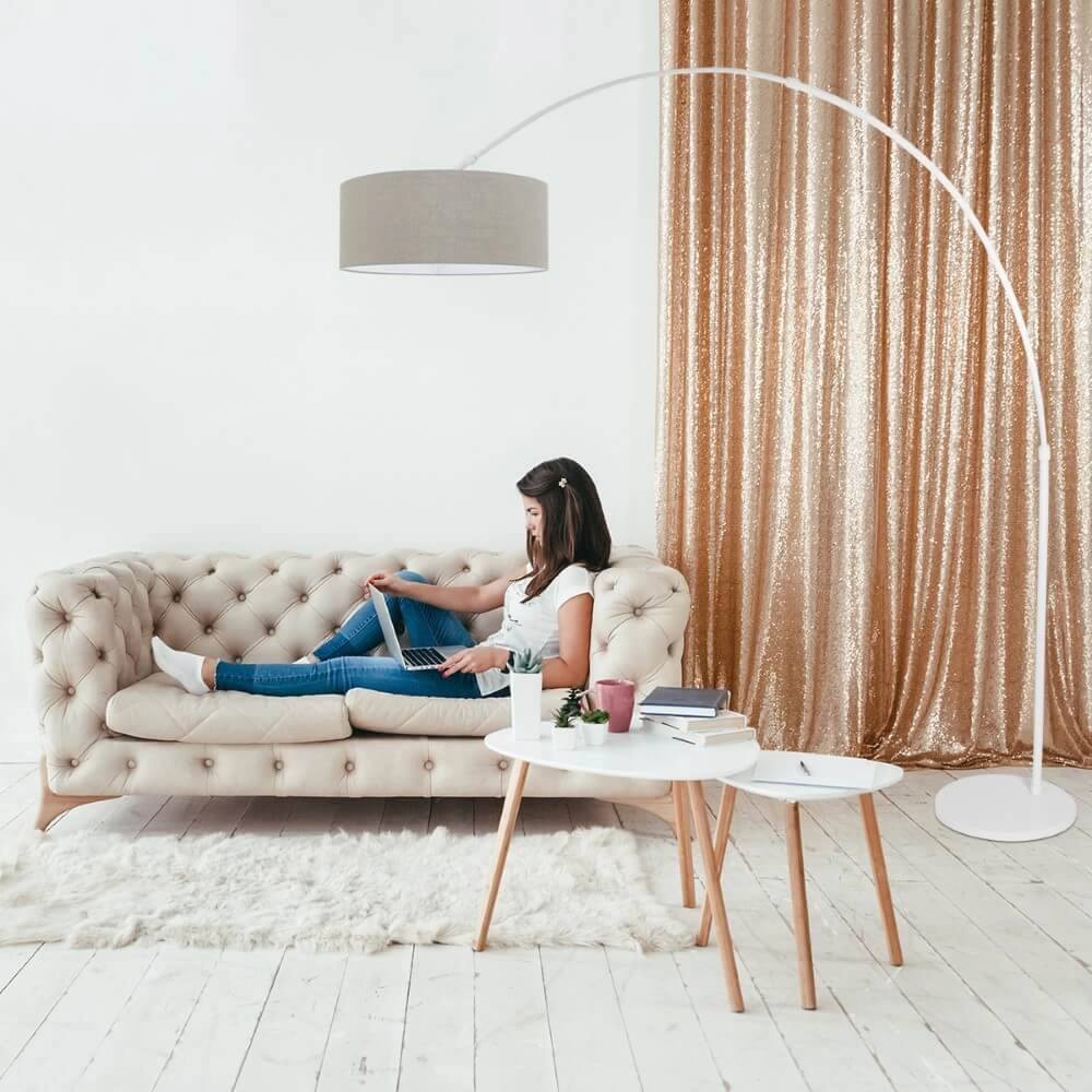 Weiße Bogenlampe Sparkled mit taupefarbener Kapuze Steinhauer 8712746152333