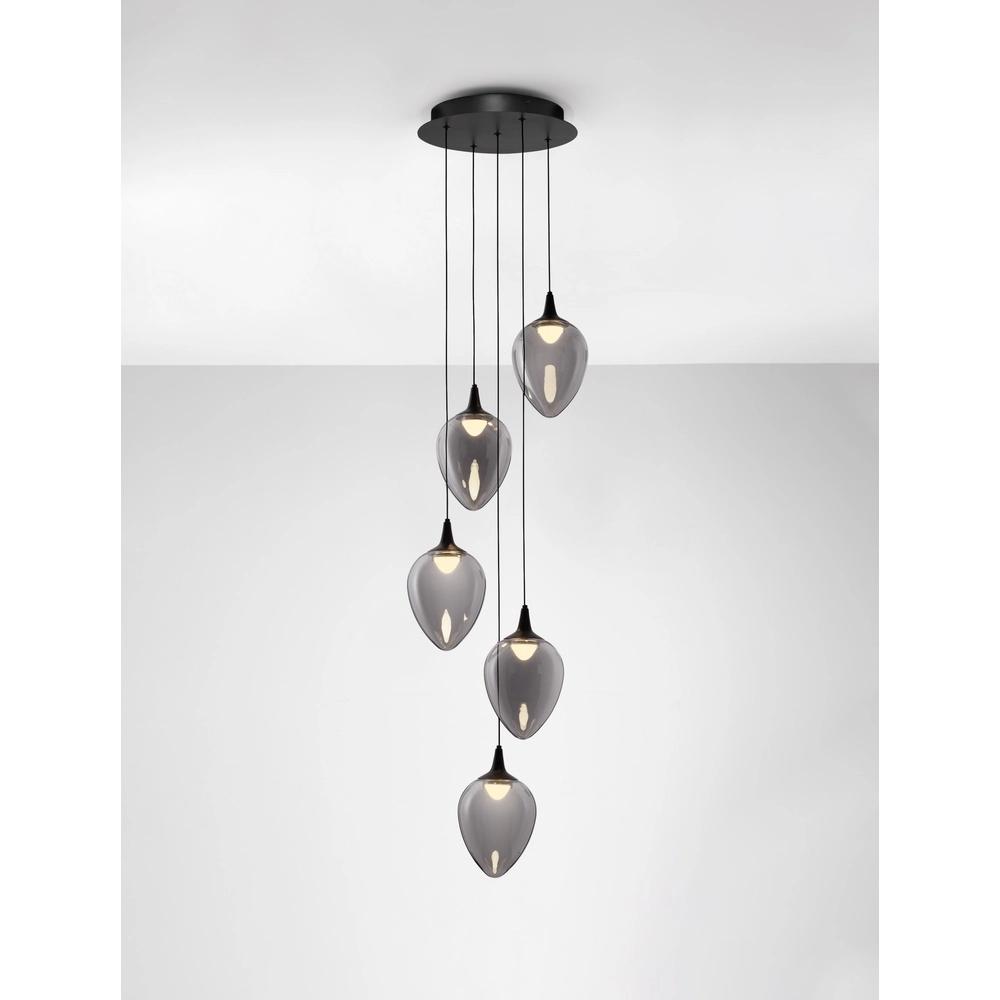 Pendelleuchte Nali 5-flammiges Rauchglas Lyora 5212017477781