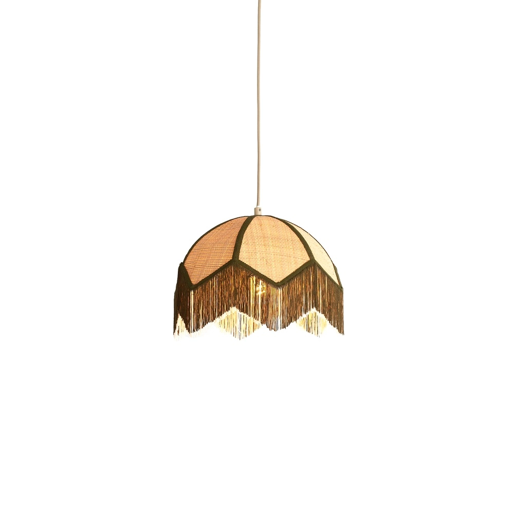 Ø 35cm Pendellampe Sulina Raffia mit Grün Light & Living 8717807762377