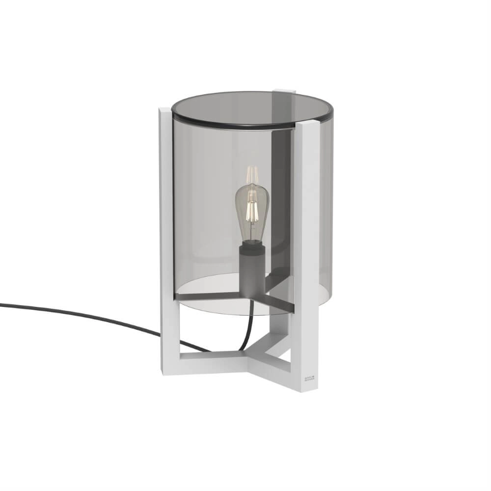 Tischleuchte 50cm Tristar weiß mit Rauchglas
