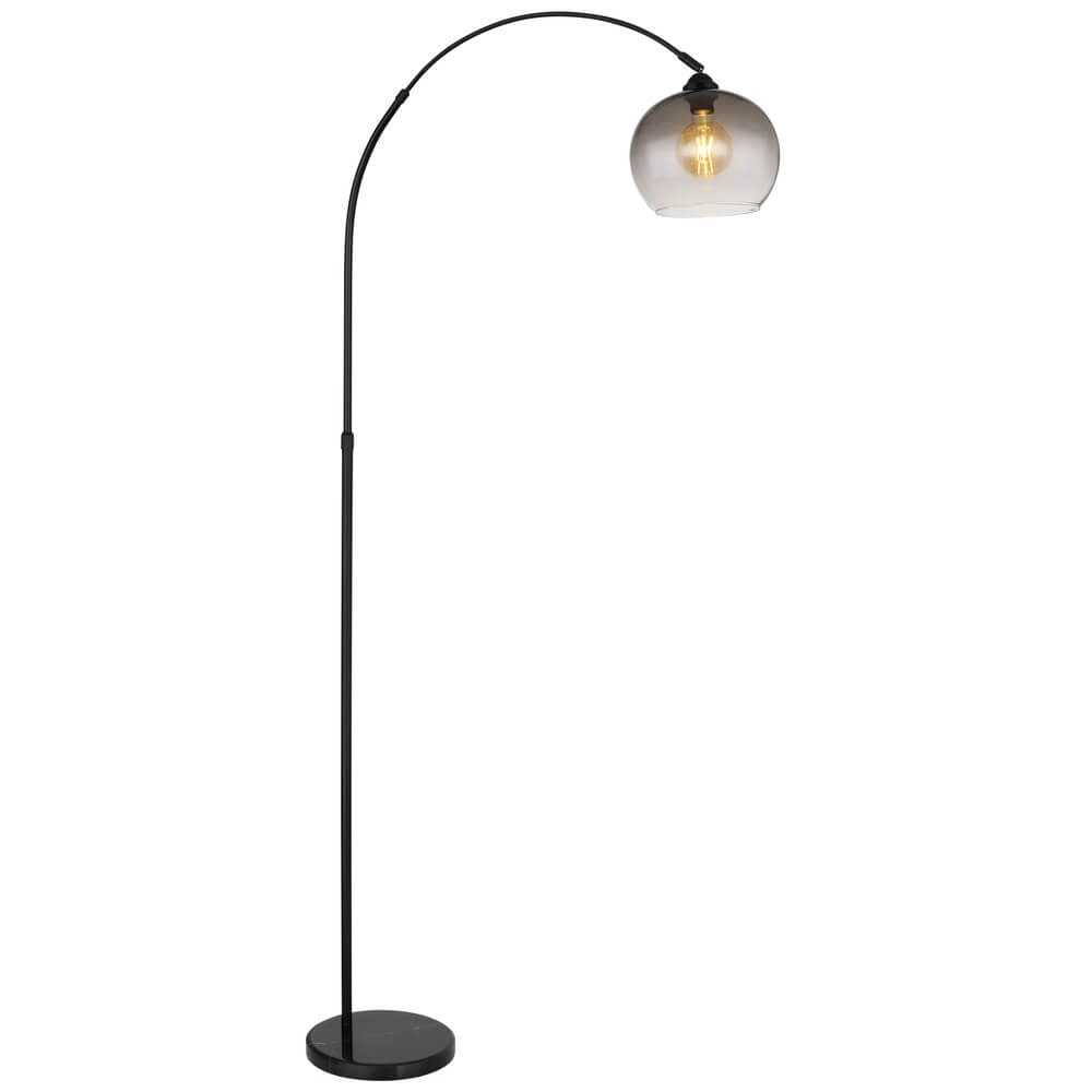Schwarze Bogenlampe Newcastle Glühbirne Rauchglas Globo 9007371454228
