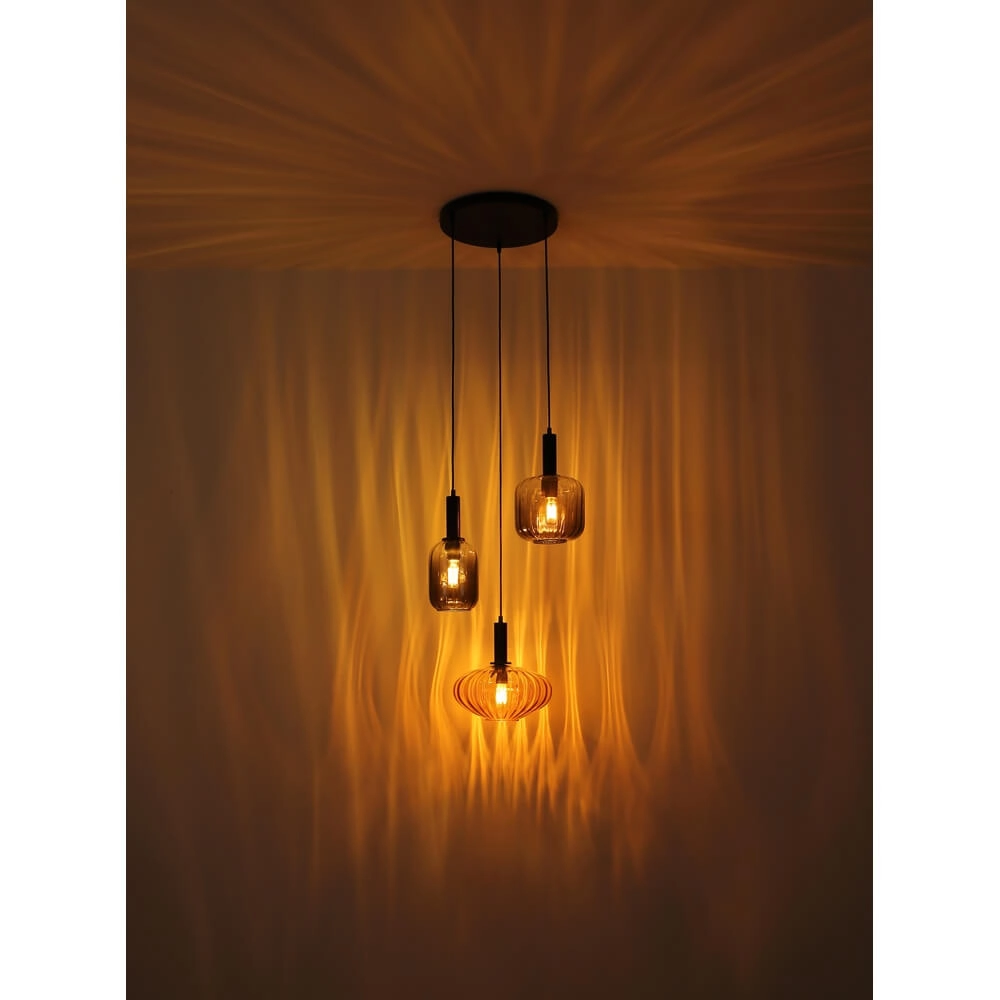 Pendelleuchte Valletta mit farbigem Glas 3-flammig Globo 9007371455867