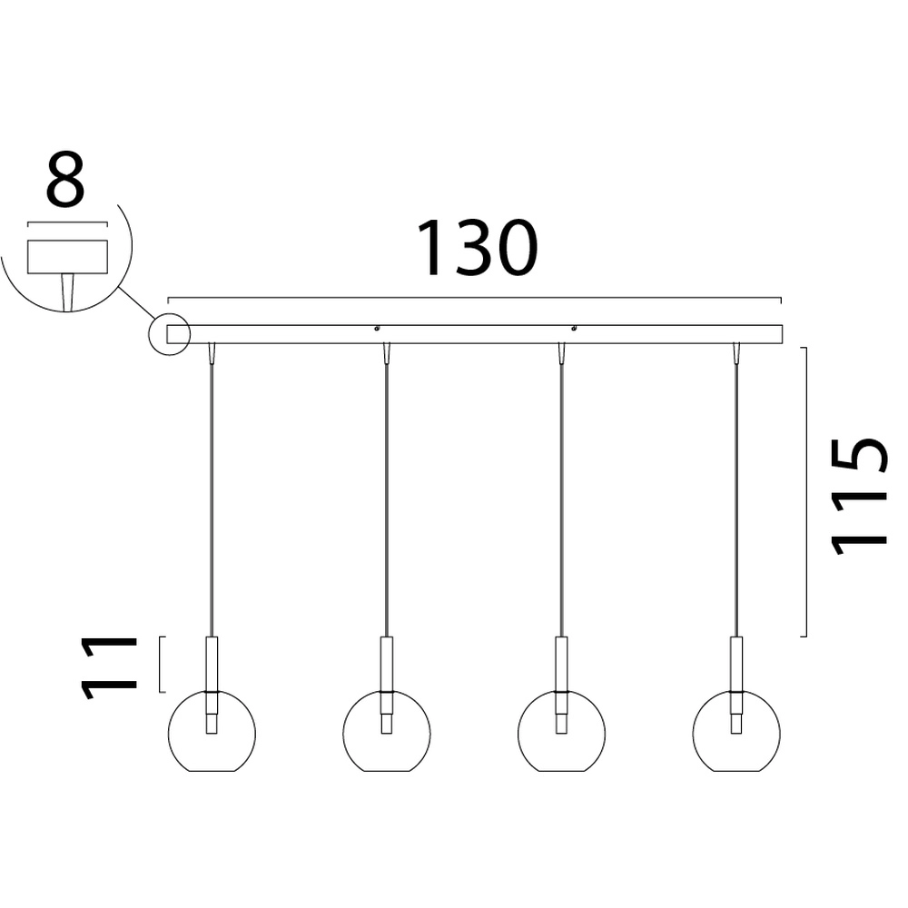 4L Pendellampe Ø17cm Lido Ball mit goldverblasstem Glas Masterlight 8718121324890