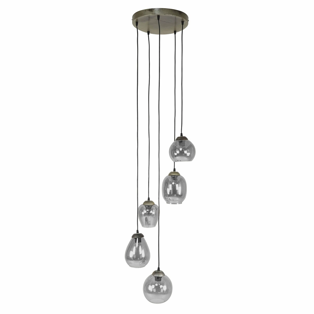 Esstisch-Pendellampe Mix 5x E27 - Ø 43cm - Rauchglas Lyora 8716803512290