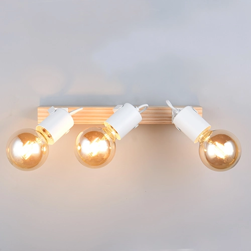 Deckenlampe 3-Leuchten Lynar Weiß mit Holz Trio 4017807672015