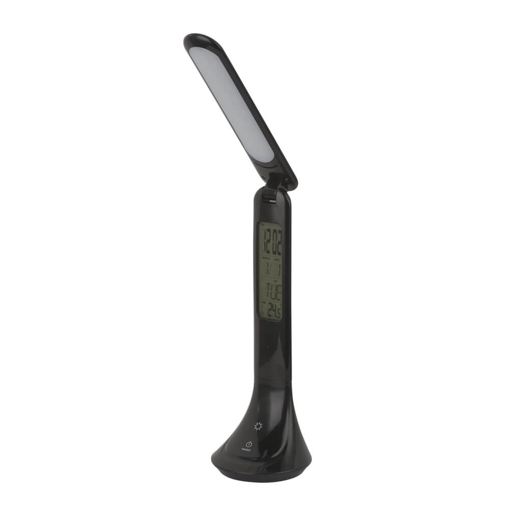 Schreibtischlampe Tyrell schwarz mit Uhr Globo 9007371379033