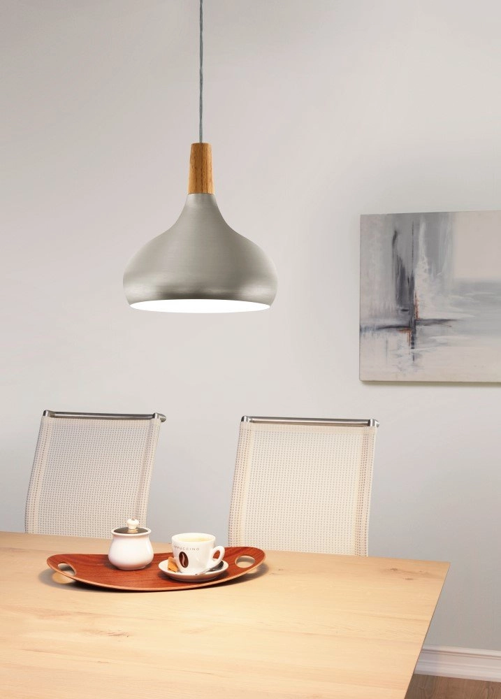 Pendelleuchte Sabinar 28 cm edelstahl mit Holzbraun Eglo 9008606300006