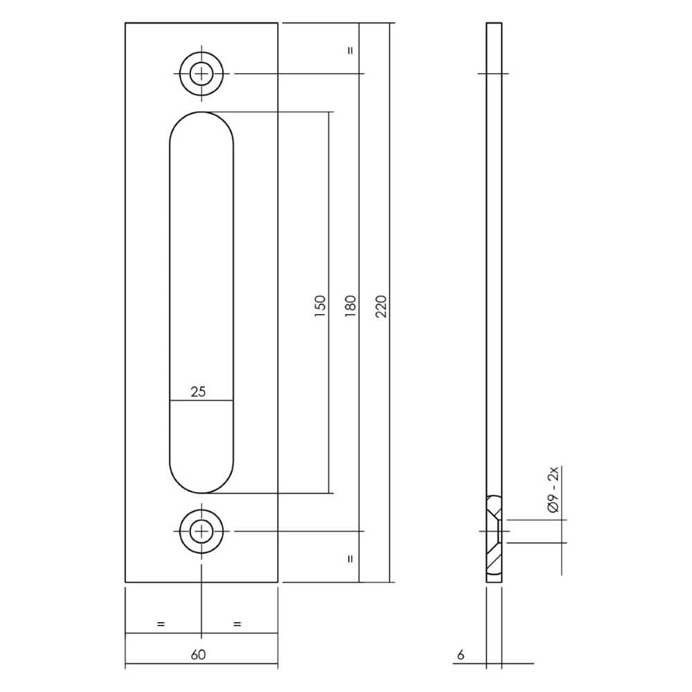 Tür-Schiebegriff Alvro zum Anschrauben schwarz Intersteel 8714186527054