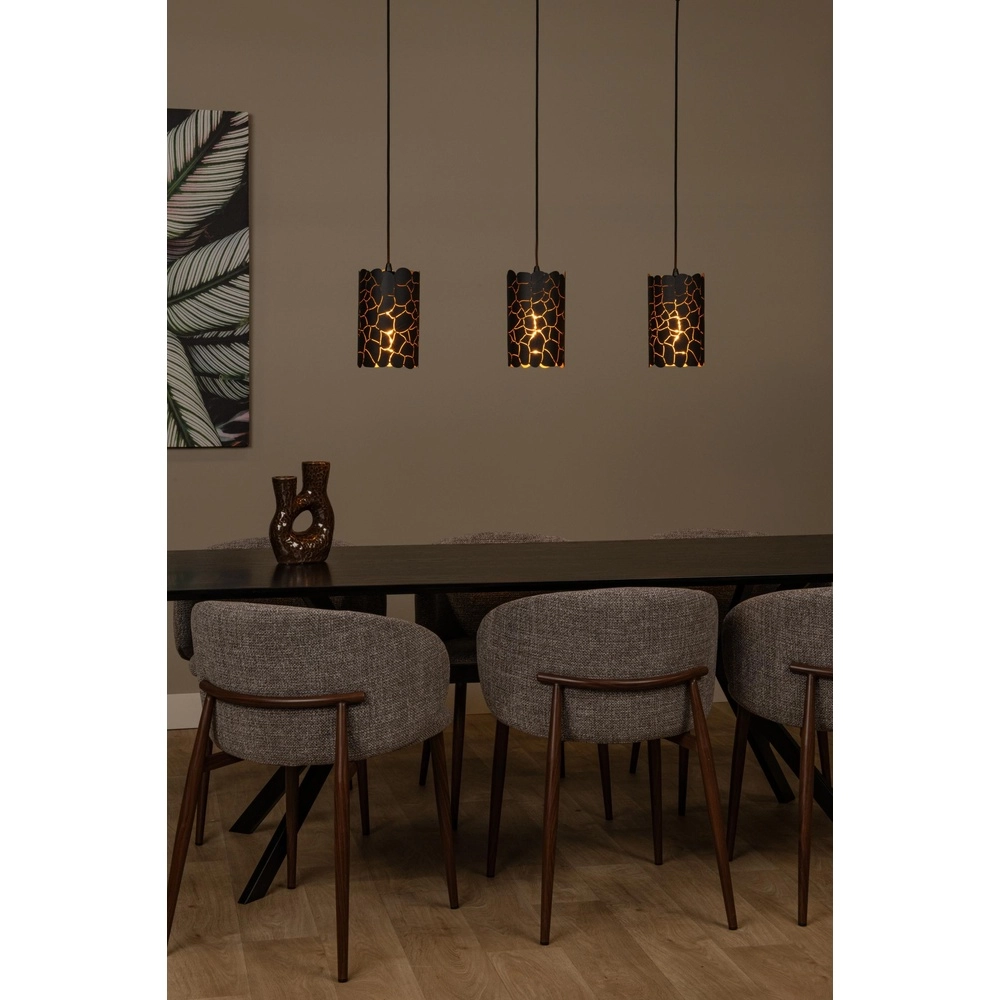 Pendellampe Almelo 3-Licht Schwarz mit Gold innen Lucide 5411212211873