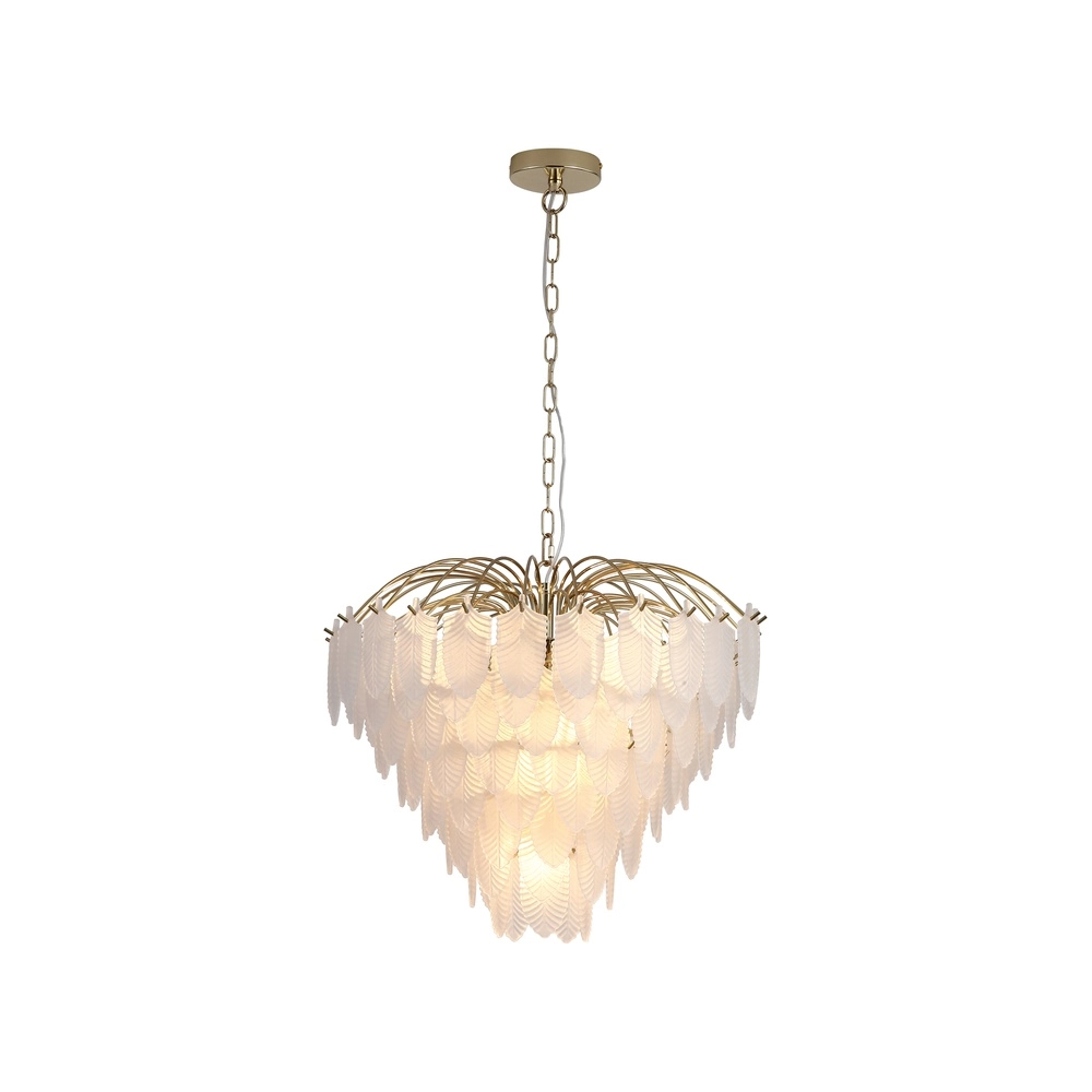 Wandleuchte Feather Gold mit weißem Glas Searchlight 5053423303895