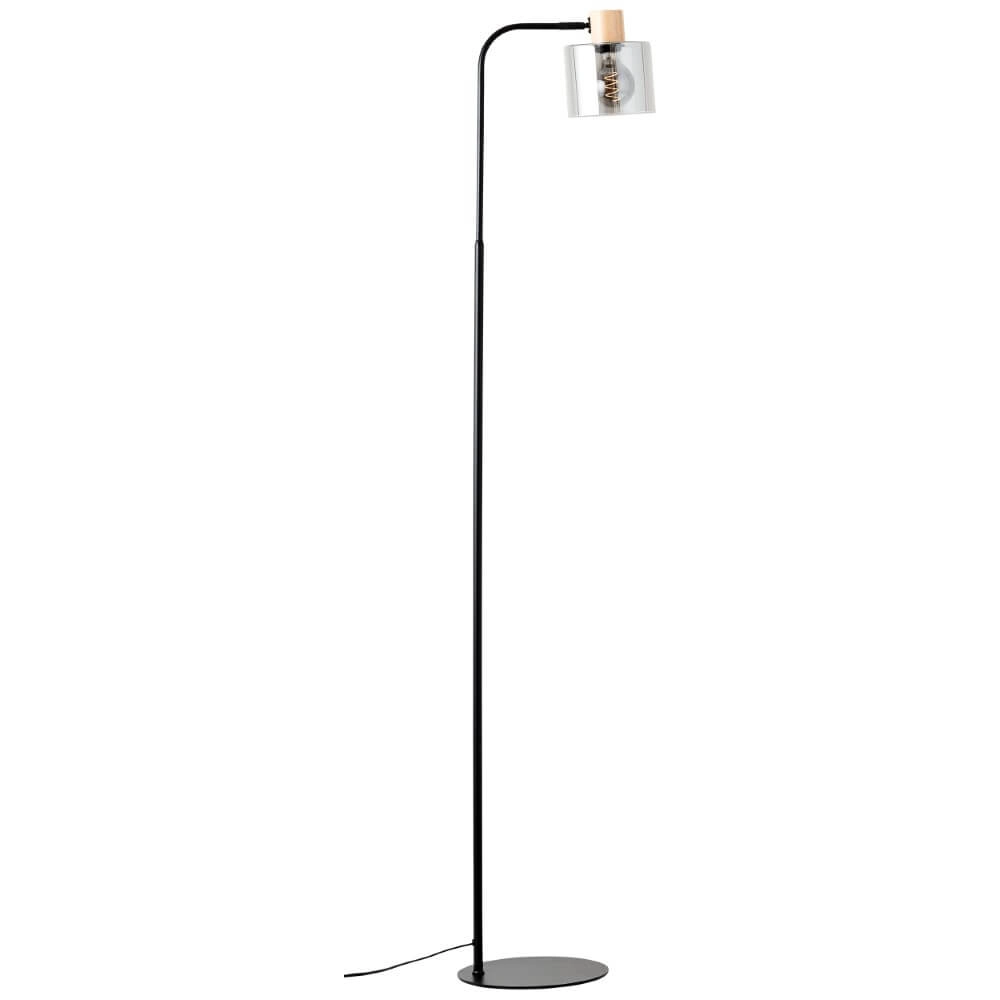 Stehlampe Weald schwarz mit Holz