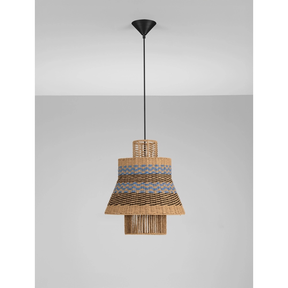 Rattan Pendelleuchte Mande Blau mit Braun Lyora 5212017477354