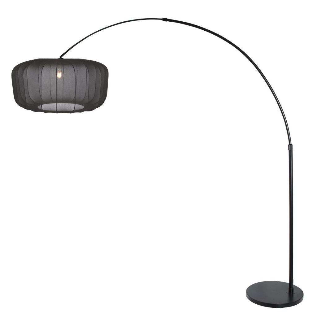 Schwarze Bogenlampe Vela Lino mit schwarzem Farbton Ø60 cm Steinhauer 8712746183597