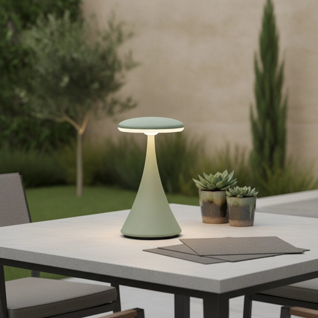 Tischlampe Elbo olivgrün mit USB