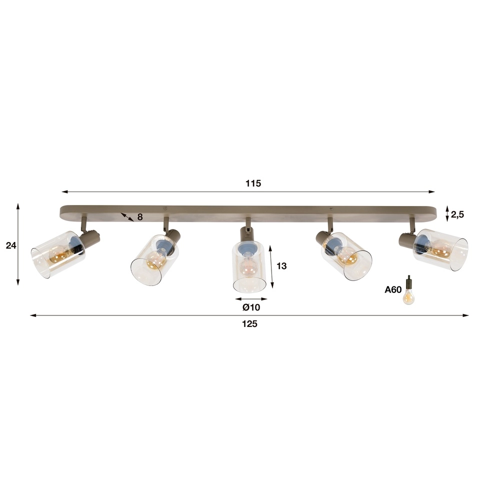 Deckenlampe gerade Sepiora 5-hell sandbraun Lyora 8716803515246