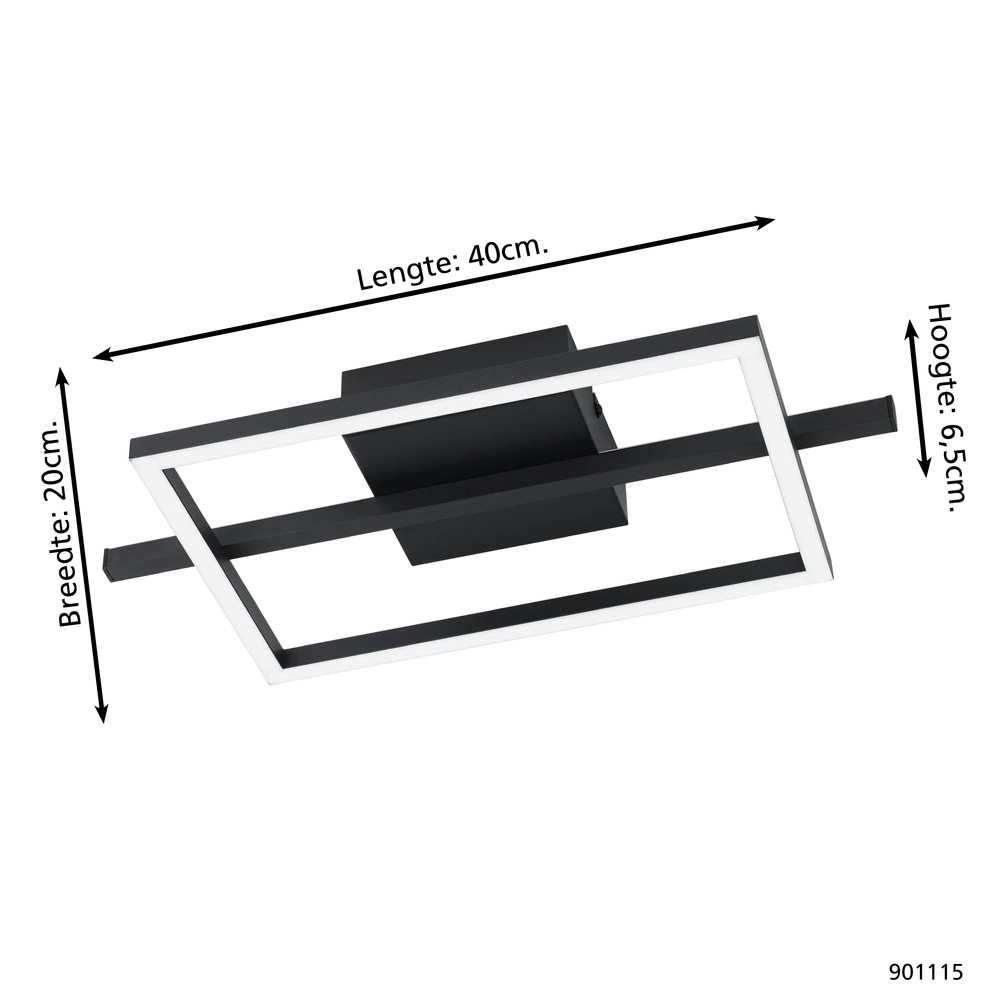 LED-Deckenlicht Amandolo mit Fernbedienung – Schwarz – Quadrat Eglo 9008606303939