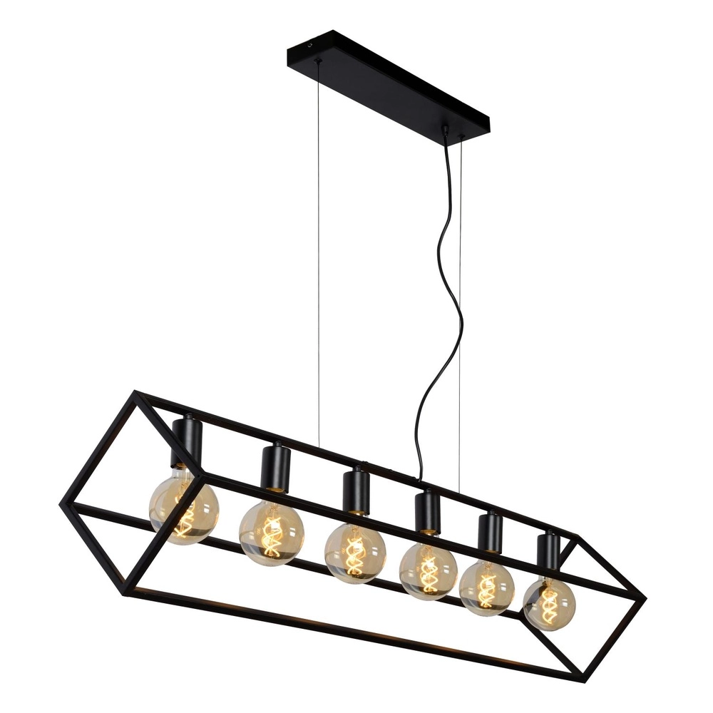 Moderne Pendellampe Fabian 6-Licht Schwarz Lucide 5411212010810