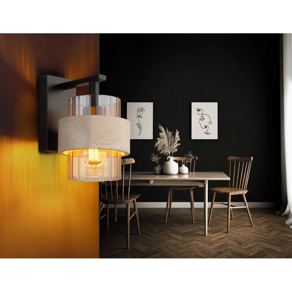 Wandlampe Daren Schwarz mit Marmor Globo 9007371589661
