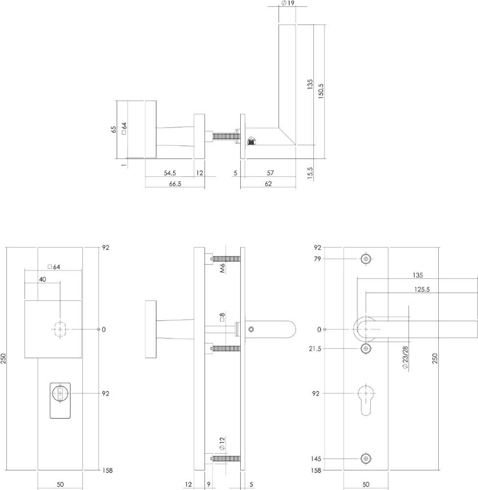 Haustürbeschläge gerade Vurano PC 92mm Edelstahl getrommelt Intersteel 8714186697641